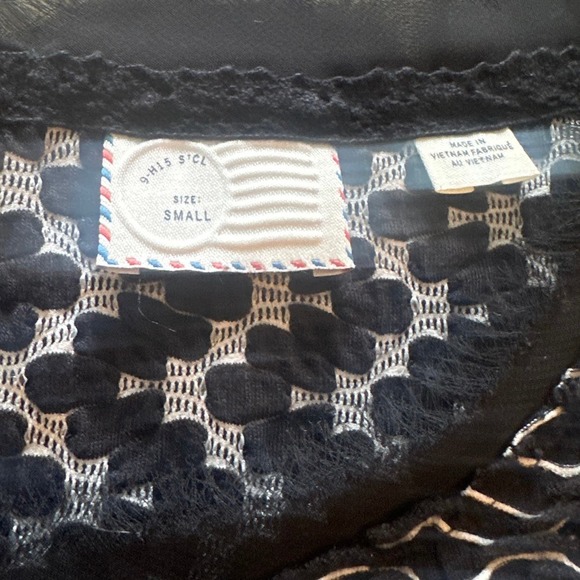 Women S Anthropologie Postmark Black Textured Eyelash Trim Blouse Shirt Top - Picture 4 of 6